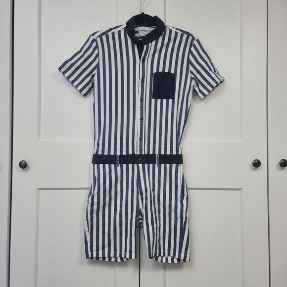 RomperJack Blue And White Striped Romper, Medium - Picture 5 of 12